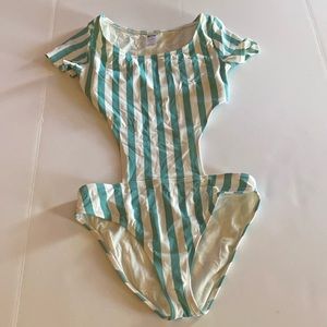 Eidon NWOT monokini white and green stripes